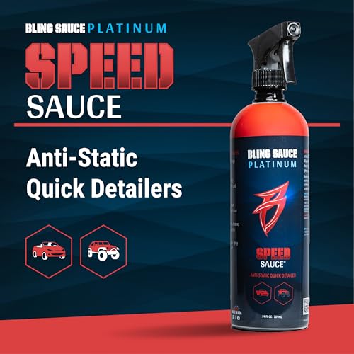 Bling Sauce Speed Sauce, Anti-Static Automotive Quick Detail Spray, 24 oz | Anti-static quick detailer boosts paint, chrome and trim gloss while repelling dust, fingerprints and light dirt - style: Speed Sauce