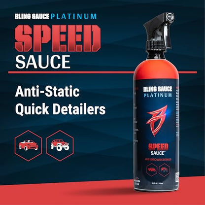 Bling Sauce Speed Sauce, Anti-Static Automotive Quick Detail Spray, 24 oz | Anti-static quick detailer boosts paint, chrome and trim gloss while repelling dust, fingerprints and light dirt - style: Speed Sauce