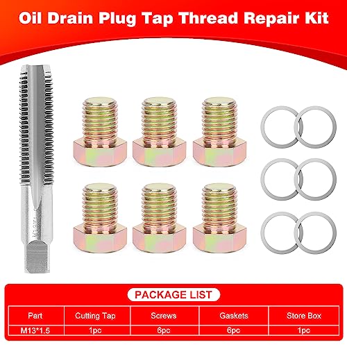 Oil Drain Plug Tap Thread Repair M13x1.5MM Oil Pan Screws Rethread | Oil Drain Plug Thread Repair Tool Kit Oil Pan Screws Rethread Tool - size: M13 X 1.5MM