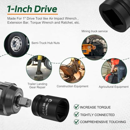 1-7/8" Impact Socket 1 Inch Drive for for Truck Axle Nuts, CR-MO | 6 Point Design Large Impact Socket, ANSI Certified, Heavy Duty Socket 1 Inch Drive , Hub Removal & Mining Equipment Repair - size: 1-7/8'' (1 PCS)