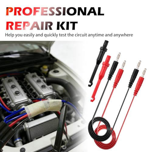 2PCS Multimeter Test Lead Back Probe Kit Automotive,Wire Piercing Probe Clip with 4mm Banana Plug Tests Cable,Professional Accessories for Electrical Test