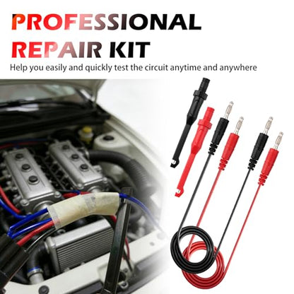 2PCS Multimeter Test Lead Back Probe Kit Automotive,Wire Piercing Probe Clip with 4mm Banana Plug Tests Cable,Professional Accessories for Electrical Test