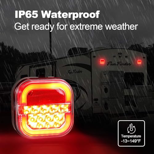 NeaLia CD28 Magnetic Wireless Trailer Lights, Rechargeable Tow Light Kit | IP67 Waterproof, Brake/Turn/Running Signal for Truck, RV, Camper, Boat, Caravan - color: Red