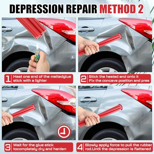 CroBlissful 20 Pcs Paintless Dent Repair Glue Sticks PDR Glue Hot Sticks Paintless Dent Repair Tool for Car Restoration Remover Tool Set (Red) - color: Red