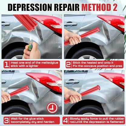 CroBlissful 20 Pcs Paintless Dent Repair Glue Sticks PDR Glue Hot Sticks Paintless Dent Repair Tool for Car Restoration Remover Tool Set (Red) - color: Red