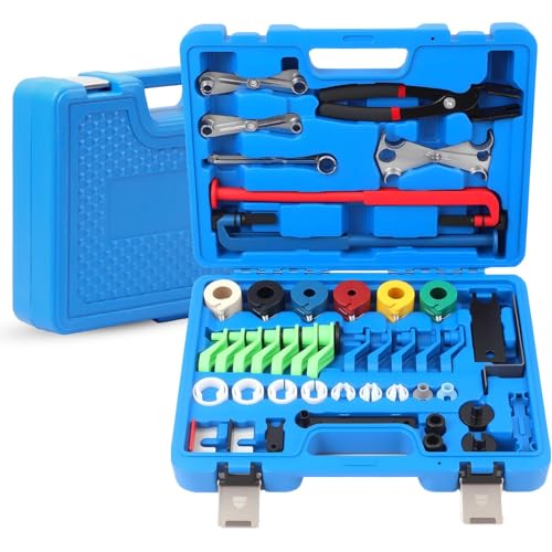 45PCS Fuel Line Disconnect Tool Set Compatible with Ford GM Chrysler Fuel Line Removal Tool Transmission Line Disconnect Tool for Automotive A/C Fuel Systems with A/C Spring Lock Coupling Tool