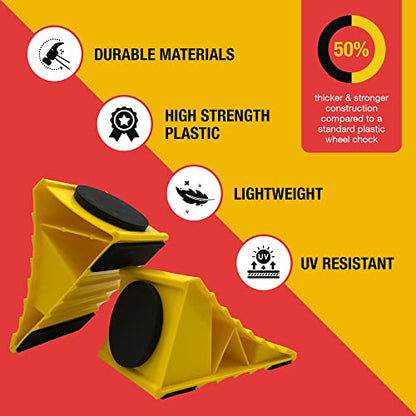 THD MagChocks - Magnetic Wheel Chocks - RV Wheel Chocks for RV Trailer - RV Tire Chocks, Trailer Wheel Chocks and Camper Wheel Chocks Rubber Wheel Chock for Heavy-Duty Security (2pk)