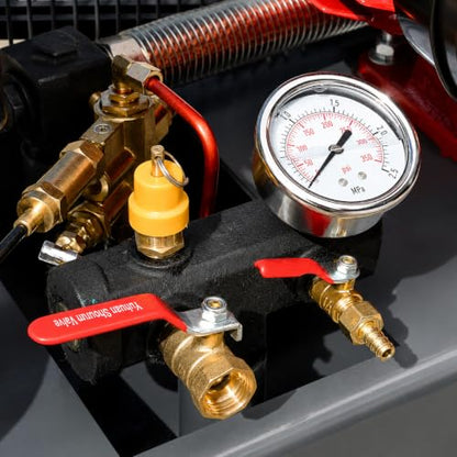 XtremepowerUS 13.0HP Horizontal Air Compressor Tank 30 Gallon Tank Gas-Powered 3-Cylinder Service Truck Mount Workshop, Construction Sites, Machinery