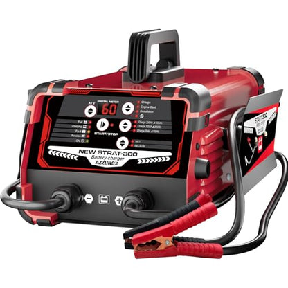 12V 24V Car Battery Charger & Engine Starter, 0-60A Automatic Battery Maintainer, 300 Cranking Amps, Jump Starter & Smart Trickle Charger