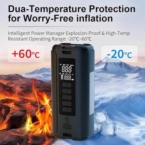 Battery Jumper Starter Portable (9.0L Gas/6.5L Diesel) with 150PSI Auto-Shutoff Air Compressor, 12V Lithium Car Jump Box