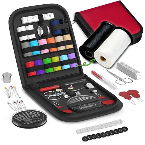 Sewing Kit Gifts for Grandma, Mom, Friend, Traveler, Adults, Beginner, Emergency,Sewing Supplies Accessories with Scissors,Sewing Needles Thimble, Thread,Tape Measure etc (Christmas Red， S) - color: Christmas Red, size: 1 Pack