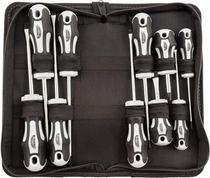Blackout XP 10-Piece Slotted & Phillips Screwdriver Set Plus Zippered Carrying Bag | Precision Magnetic Screwdriver Tool Set, Black (10 Piece)