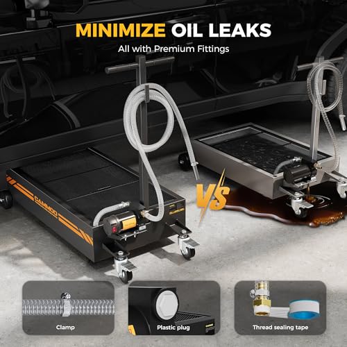 CAMMOO 20 Gal Electric Oil Drain Pan with Pump, Black | 110V 200W High-Flow Pump,9.8 FT Hose,Folding Handle,2 Locking Swivel Casters & 2 Directional Wheels - color: Black