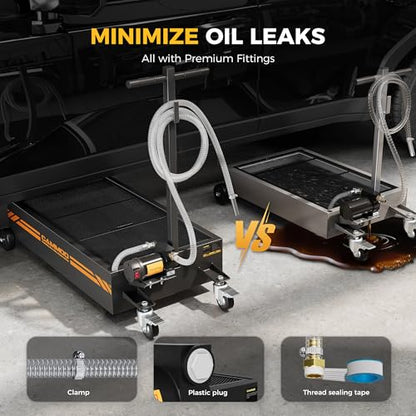 CAMMOO 20 Gal Electric Oil Drain Pan with Pump, Black | 110V 200W High-Flow Pump,9.8 FT Hose,Folding Handle,2 Locking Swivel Casters & 2 Directional Wheels - color: Black