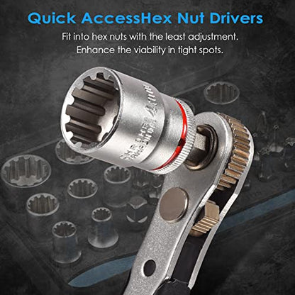 GreaTalent 30in1 S2 Steel Mini Ratchet Wrench Screwdriver Bit Set with Universal Sockets, 36-Teeth Gear, Magnetic Bit Holder, 90 Degree Drive Handle