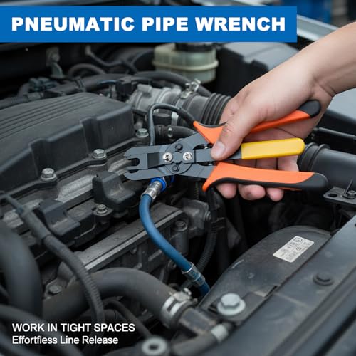Air Line Removal Tool Kit, Air Hose Connector Removal Tool with 6 Blue Push to Connect Fittings 4mm 6mm 8mm, Carbon Steel Hose Disconnect Pliers for 1/4" & 5/16" Fittings