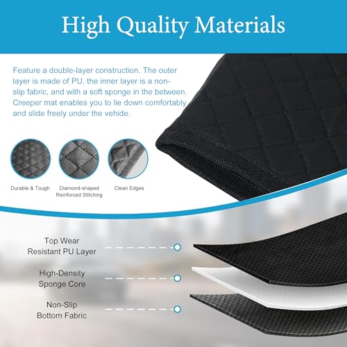 Rolling Creeper Mat,57x26 Inch Portable Creeper Rolling Pad with Storage Bag and Gloves, Foldable Mechanics Mat for Low Clearance, Auto Repairing Tool for Working On The Ground, Gifts for Men 2026