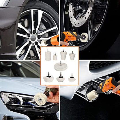 Buffing Wheel for Drill,8 pcs Buffing Pad Polishing Wheel Kits,Wheel Shaped Polishing Tool for Metal Aluminum,Stainless Steel,Chrome,Jewelry,Wood,Car,Ceramic,Glass,etc