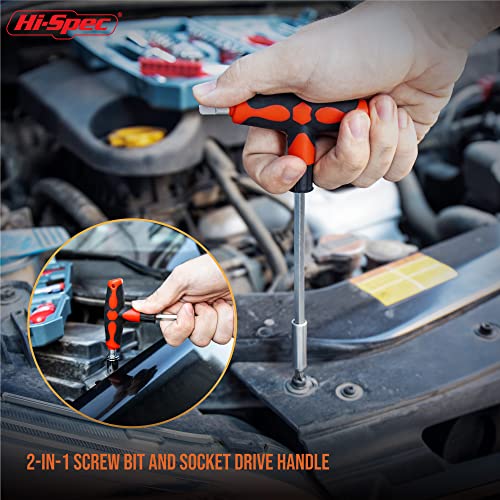 Hi-Spec 65pc Compact Auto Garage Tool Kit Set with Digital Tire Pressure Gauge. Essential Car Vehicle Repair Tools in a Toolbox Case of Screwdrivers, Sockets, Wrench and Magnetic Pickup - size: 65 PCS