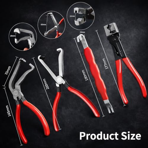 4-Piece Automotive Electrical Disconnect Pliers Set – Battery Cable & Electrical Connector Removal Tool Kit, Plug Separator & Hose Clamp Pliers for Car Repair