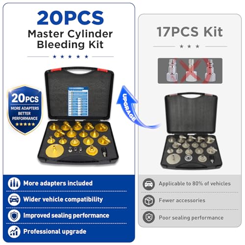 20PCS Brake Bleeder Kit, Aluminum Master Cylinder Bleeding Kit Tool | 4PCS Quick Connector for Honda, Toyota and Most Vehicles
