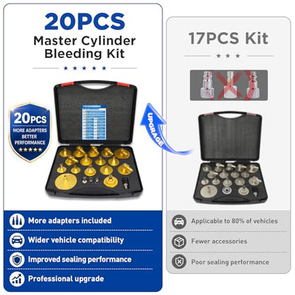 20PCS Brake Bleeder Kit, Aluminum Master Cylinder Bleeding Kit Tool | 4PCS Quick Connector for Honda, Toyota and Most Vehicles