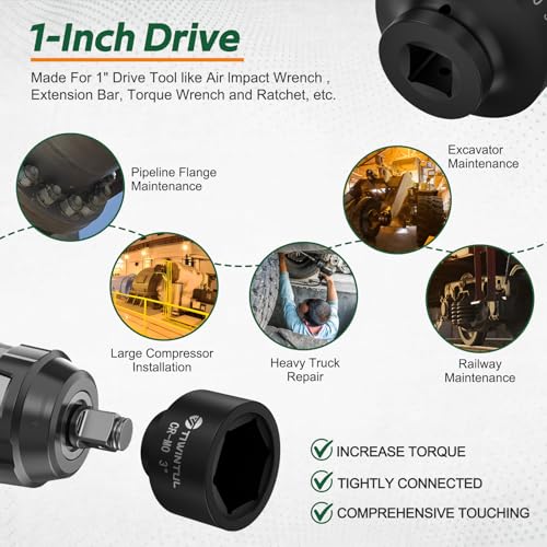 3" Impact Socket 1" Drive, 6 Point Design CR-MO for Fleet Oilfield | Large Impact Socket, ANSI Certified, Heavy Duty Socket 1 Inch Drive for Construction & Industrial Repair - size: 3"(1 PCS)