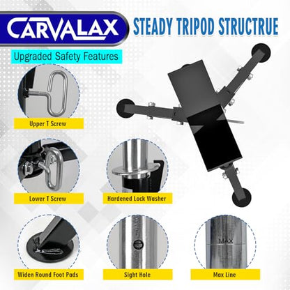 CARVALAX V-Head Pipe Jack Stands, Adjustable Pipe Stand for Welding | 28"-52" Adjustable Height, Fits 1/2" - 12" Pipe Capacity, 2500LB Load Capacity, w/Portable Folding Legs - color: Black