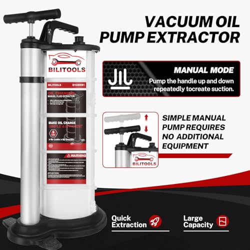 BILITOOLS 9L Manual Oil Extractor Pump for Automotive Engine Oil Change | 2.4 Gallon Automotive Oil Vacuum Pump Fluid Extractor Hand Pump for Boat Marine Jetski ect. - size: Manual