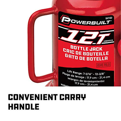 Powerbuilt Heavy Duty 12-Ton Bottle Jack, 24000-Pound Capacity Hydraulic Car Lift, Vehicles, Trucks, Red 647502 - size: 12 Ton, Shorty