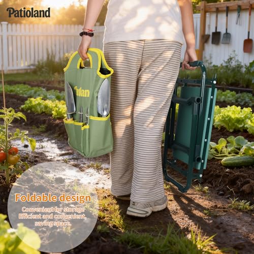 Garden Kneeler and Seat with 1 Gardening Tool Pouch and 1 Tool Bag, 10.2" Widen Heavy Duty Thicken Soft Kneeling Pad, Folding Garden Stool, Outdoor Yard Work Seat, Ideal Gardening Gifts for Mom, Women - size: Model C