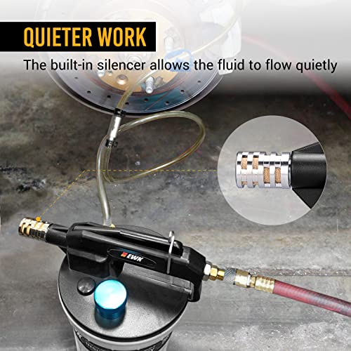 EWK 22-Piece Pneumatic Brake Fluid Bleeder Kit, 2L Vacuum Pump with 17 Adapters & 2 Hoses, One-Person Brake & Clutch Fluid Flush Tool for Cars, Motorcycles, Trucks & ABS Systems