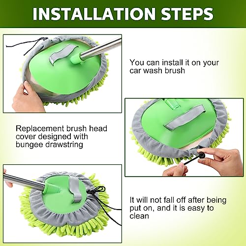 Tallew 5 Pcs Car Wash Mitt Kit, Car Clean Brush Not Included, Microfiber Mitt Clean Detail Cleaning Tools Truck Washing Chenille Scratch Replacement Kit for Auto RV Pickup Bus (Green) - color: Green