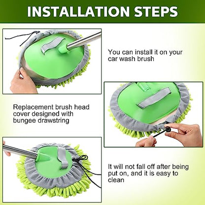 Tallew 5 Pcs Car Wash Mitt Kit, Car Clean Brush Not Included, Microfiber Mitt Clean Detail Cleaning Tools Truck Washing Chenille Scratch Replacement Kit for Auto RV Pickup Bus (Green) - color: Green