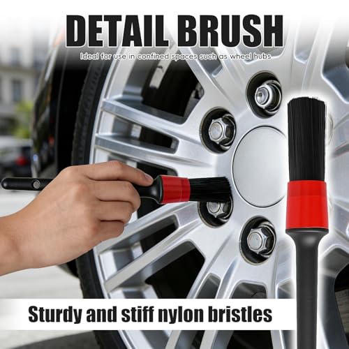 4PCS Long Handle Wheel Brush Kit,Bendable and Durable Wheel Rim Cleaner Brush Set Red - size: 4PCS