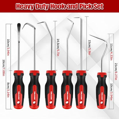 TOOLEAGUE 12Pcs Pick and Hook Set with Magnetic Telescoping Pickup Pen | Automotive and Electronic Hand Tools Car Auto Oil Seal/O-Ring Seal Gasket Hand Pick Up Tools