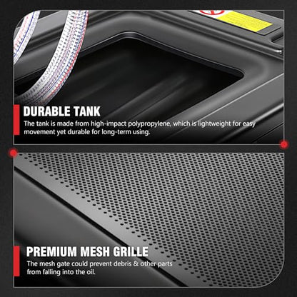 DNA Motoring 17 Gallon Oil Drain Pan with Pump, Evacuation Hose, T-Handle, Low Profile for Trucks Buses RVs, TOOLS-00384 - style: 17 Gallon