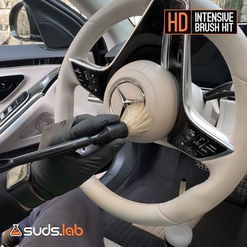 Suds Lab HD Intensive Brush Kit 3 Pack- Premium Boar’s Hair Brushes - Scratch Free Design - Fine Detailing Brushes For Personal And Professional Use