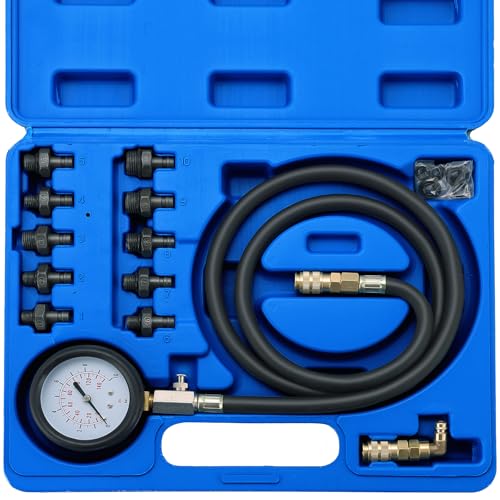 Oil Pressure Tester Kit | 0-140 PSI Engine Cylinder Oil Pressure Diagnostic Tester Tool Set with Hose Adapters for Cars ATVs Trucks Use