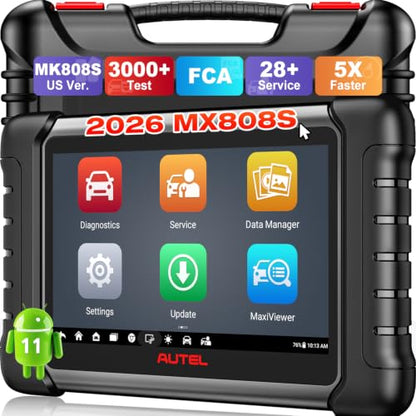 Autel Scanner MaxiCheck MX808S, 2026 Bidirectional OBD2 Scan Tool US Ver. of MaxiCOM MK808S MK808Z, 3000+ Active Test 11OS as MK900 MK900BT MX900, 28+ Service for 200+ Brands, OE All Diagnostic, FCA