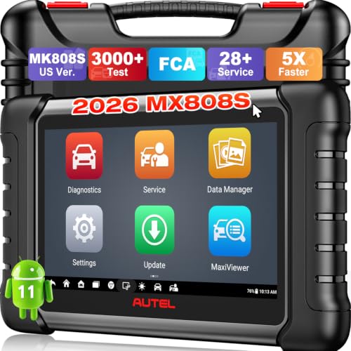 Autel Scanner MaxiCheck MX808S, 2026 Bidirectional OBD2 Scan Tool US Ver. of MaxiCOM MK808S MK808Z, 3000+ Active Test 11OS as MK900 MK900BT MX900, 28+ Service for 200+ Brands, OE All Diagnostic, FCA