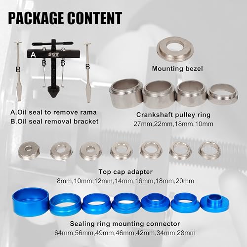 SGT Crank Bearing Camshaft Seal Installer and Remover Set,22pcs Crank Bearing Camshaft Seal,Crankshaft Camshaft Oil Seal Puller Tool Kit,Crankshaft Seal Kit for Automotive Engine Repair - color: Red