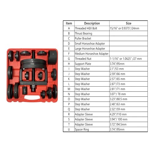 HFS (R Master Wheel Hub Bearing Remover & Installer Tool Kit - Comprehensive 21-Piece Set for Front & Rear Wheel Bearings