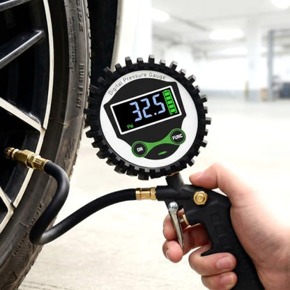 MEANLIN MEASURE Digital Pressure Gauge 0-300 PSI, 1/4" NPT Lower Mount Pressure Gauge with Rubber Protective Cover, Suitable for Pneumatic System, Tire Inflator Pump Air Pressure Measurement - size: 0-300 PSI