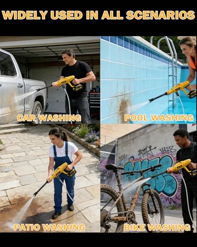 Car Washer Cordless Compatible with DeWalt 20V Battery, Portable Handheld Power with 6-in-1 Nozzle Foam Cannon for Car Floor Fence Wall Patio Cleaning (Battery Not Included)