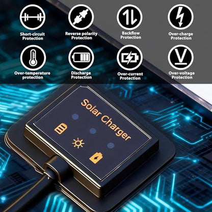 XINPUGUANG 10W 12V Solar Panel Battery Charger Maintainer Kits Trickle Charger with Charge Controller, Cigarette Lighter, Alligator Clips, for RV,Car, Truck, Boat(10W)