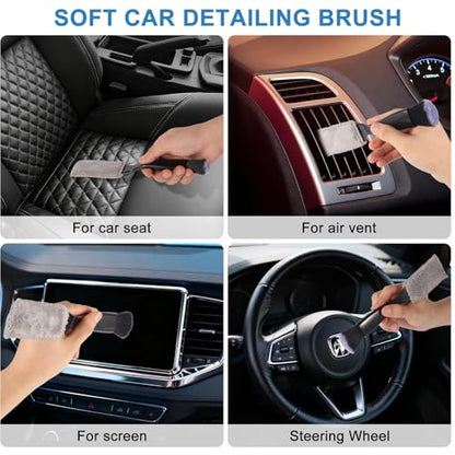 Car Detailing Brush Kit with Detail Brushes,Car Interior Detailing Brushe,Car Dust Brush,Cleaning Gel,Car Interior Cleaning Tool for Truck SUV Car Accessories