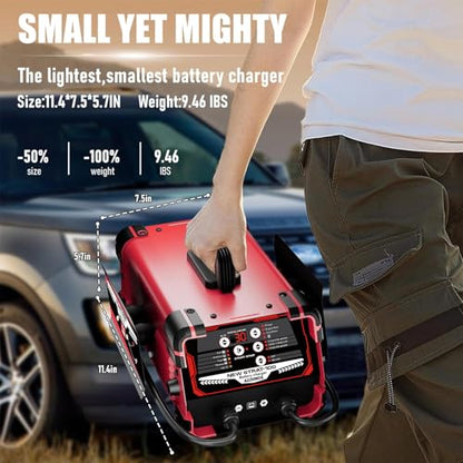 12V/24V Car Battery Charger & Engine Starter – Up to 30A Fast Charging, 130A Cranking Amps, Auto Maintainer, Desulfator, Repair & Winter Mode for AGM, Gel, Deep Cycle Batteries - color: 30A