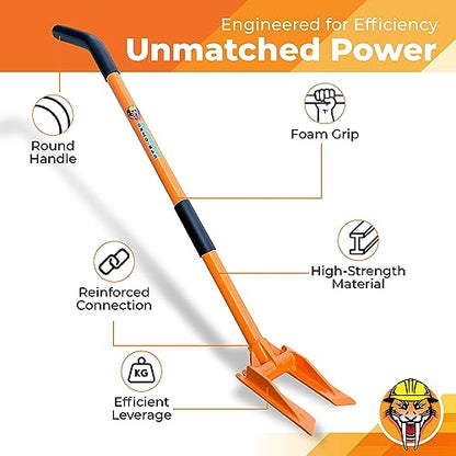 48” Demolition Pry Bar & Crowbar – Round Handle Wrecking Bar for Ceiling & Wall Demo – Heavy Duty Nail Puller Tool for Contractors, Firefighters & Home Renovations - size: 48" Round