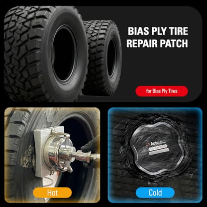 CKAuto 10 pcs Bias Tire Patches Heavy Duty 5-5/16" x 5-5/16" for Bias Tires | Tire Patch Kit for Commercial Trucks, Tractors & Farm Vehicles (135 x 135mm) - size: Dia 135mm 10pcs